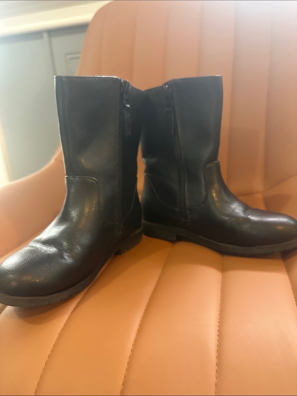Cat & Jack Black Mid-Calf Girls' Zip Boots